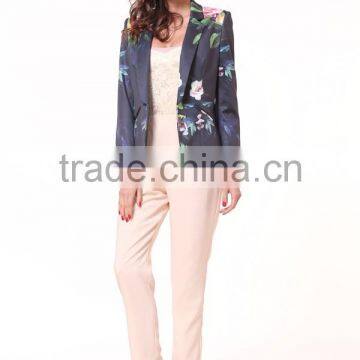 Fashion Fit Casual Floral Print Women Casual Blazer Coat Vintage Slim Button Blazer photo-2