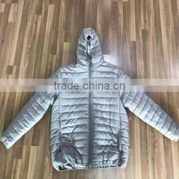 Grey color men padded jacket winter coat for men