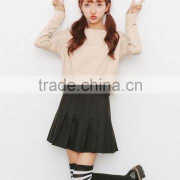 Korea Style Fall Winter Leisure Pure Cotton Fleece Sweater Long Sleeve Short Style and Simple Pure Color Sweatershirt photo-5
