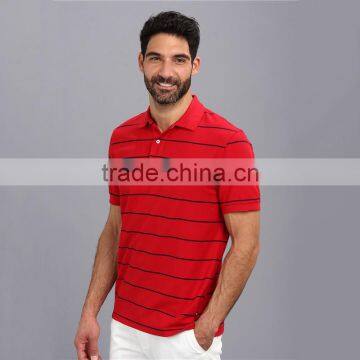 Latest Design Mens Short Sleeve Red Stripe New Design Polo Shirt photo-3