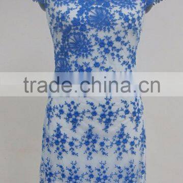 Fashion Embroidery Mesh Flower Popular Ladies Lace Casual Dress