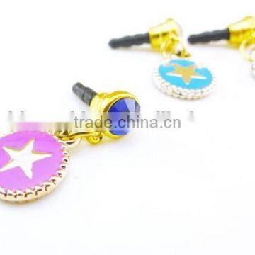 Beautiful Star Pattern Pendant Phone Charms Metal Round Charm Dustproof Jewelry With Crystals photo-4