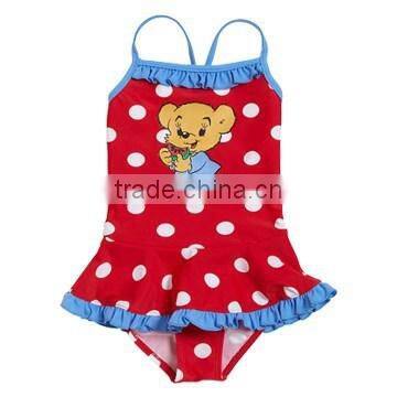 Red Baby Girl Swimwear One Piece With Hello Kitty Printing