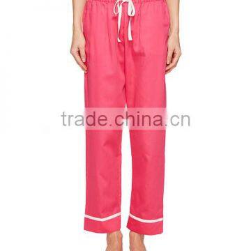 Contrast Piping Long Sleeves Pyjamas Set Notched Collar Left Chest Pocket Pink Silk Satin Sleepwear photo-5
