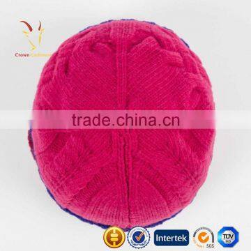 Ribbed Cable Designer Cashmere Knitted Beanie Hats photo-3