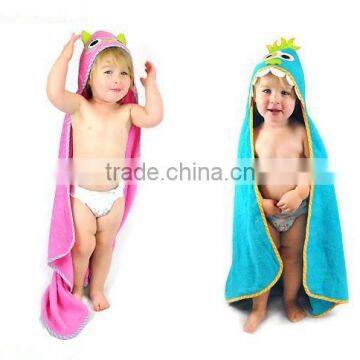 Kids pink owl or blue monster baby hooded towel and wholesale children poncho hooded towel