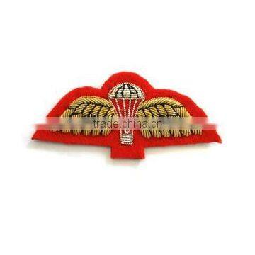 Hand Embroidery Parachute Red Wing Badge