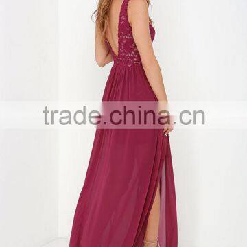 Make Way for Wonderful Berry Red Lace Maxi Dress photo-3