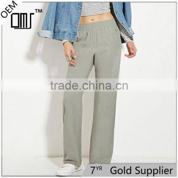 2017 OEM Soft Jogger Trousers Casual Olive Linen Women Pants