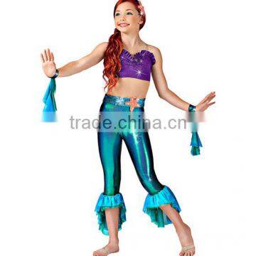 2016 New !!-seperate sparking foil spandex body and long pants mermaid costumes