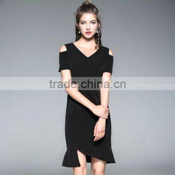 Dressing Sexy for Women Party Specital Occasion Round-color Black Solid Color Fishtail Dresses photo-2