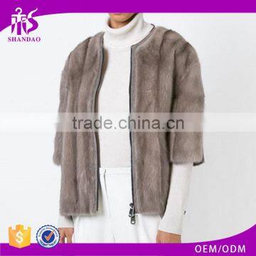 Shandao OEM simple design cotton winter women raccoon fur collar coat