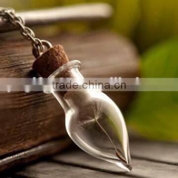 Dandelion Glass Vial Necklace Water Drop Wishing Bottle Necklace