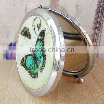 Butterfly Compact Cosmetic Makeup Round Handbag Purse Pocket Mirror photo-3