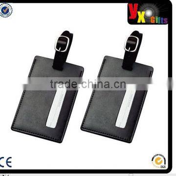 TRANVERS Luggage Accessories: PU Leather Travel Suitcase Luggage ID Tag 2-Pack, Black