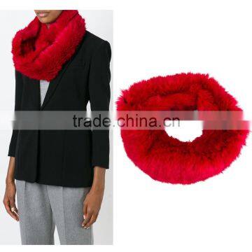 SJ633-01 Real Rabbit Fur Winter Infinity Warm Snood Scarf