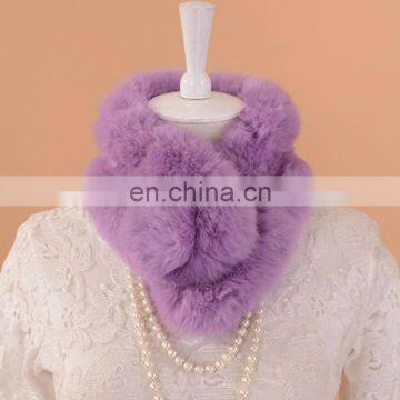 Genuine winter rabbit fur scarf with rabbit fur ball wholesale fur neck warmer