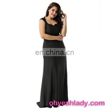 Black four sizes in stock fat women evening long black dress