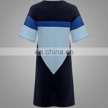 Wholesale Custom Women's High Quality Short Sleeve Jersey Dress Sport T-Shirt Color Block Over Sized Tshirt Dress photo-2