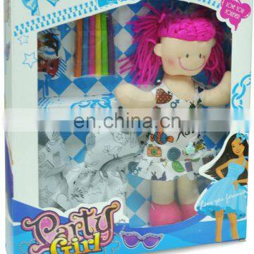 DIY painting fashion dressing up cloth dolls for kids with color markers