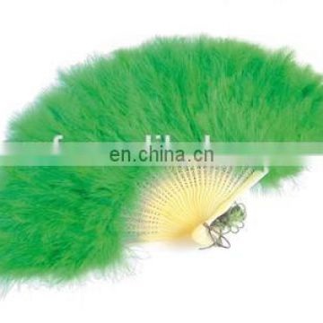 wholesale cheap green dancing Burlesque feather hand fans FW-0073