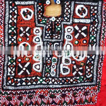 Indian Vintage Embroidery OF Beads Work Neck Yoke Vintage Mirror work Handmade Kutch patches