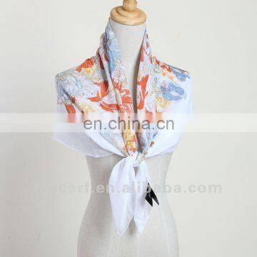 painting print on the chiffon polyester shawl scarf square viscose scarf