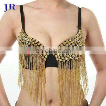 Egyptian Style Sexy Belly Dance Bra With Gold and Silver Rivet and Metal Tassel Decoration YD-003# photo-2
