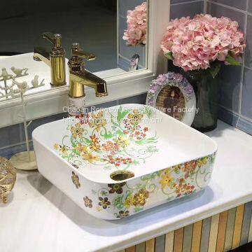 New model ceramic colorful decorative wash face basin