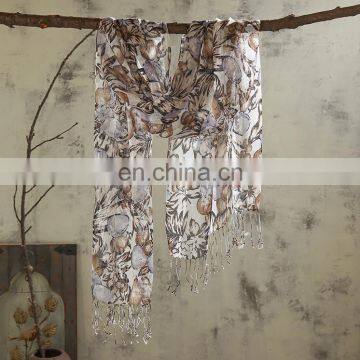 linen100% scarf fresh comfortable natural scarf good quality printing scarf have 3color