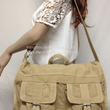 top handle khaki messenger bag shoulder bag with pockets