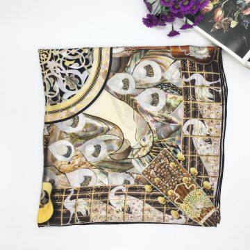 High Grade Low MOQ  Custom  Printed Silk Scarf With Tassels