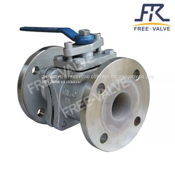 PFA Lined 2PC ball valve stainless steel CF8 body with manual operation