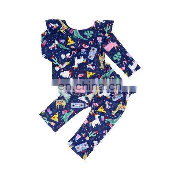 Baby Girls 2 Piece Outfits Serape Pattern One Layer Neck Sleeve Romper With Matching Pants photo-5