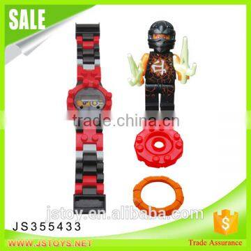 New kids items plastic brick toys electronic watch with minifigures for wholesale