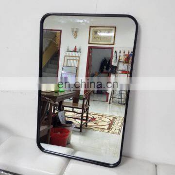 China Manufacturer Modern Black Metal Frame Mirror Rectangular Round Corner