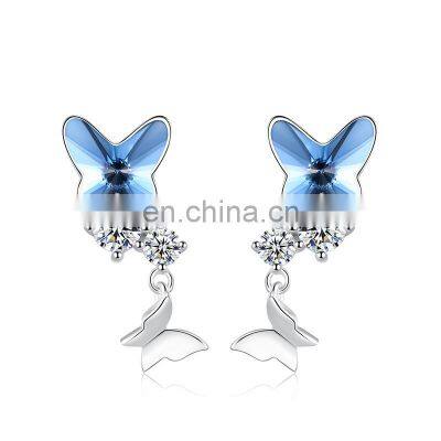 Bohemian S925 Sterling Silver 18K Gold Plated Butterfly Hoop Earrings Exquisite Round Butterfly Circle Earrings For Gift