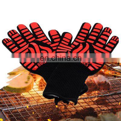 Customized Logo Barbecue Oven Gloves BBQ Handschuh OEM 932F Extreme Heat Resistant Gloves For Roasting Chestnuts