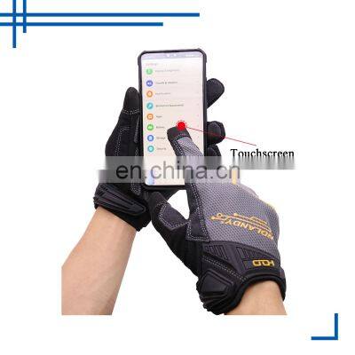 HANDLANDY Synthetic Palm Motorcycle Touch Screen Mechanic U-wrist Design Work Construction Gloves photo-4