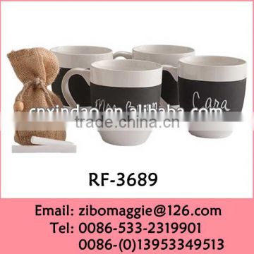 Belly Shape White Porcelain Promotional Disposable Beer Mugs with Chalk