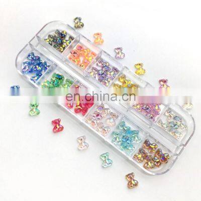 Hot sale 12 Grids Colorful Holographic Nail Art 3D Silicone Bear Pattern For 3D Nail Art Decoration