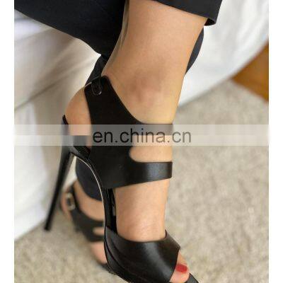 Black shoes with ankle strap sexy heels ladies sandals other colors are available