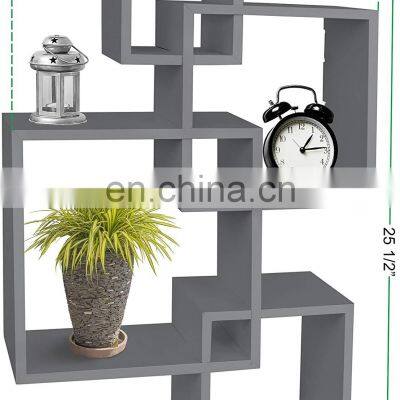 Decorative Wall Mounted Shelf 4 Cube Intersecting Floating Square Shelves Home Decor Furniture photo-3