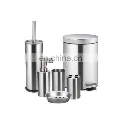 Mirror Satin Finishing Surface Bathroom Set Accessory Stainless Steel Bathroom Accessory 6pcs Bathroom Sets photo-4