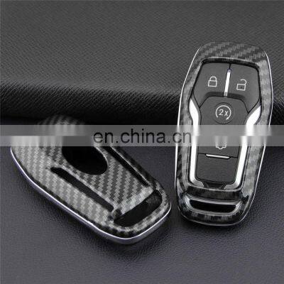 Keyless 4/5 Buttons Black Glossy Carbon Fiber Remote Key Shell Cover for Ford Fusion Mustang F150 Lincoln Smart Key Casing photo-5