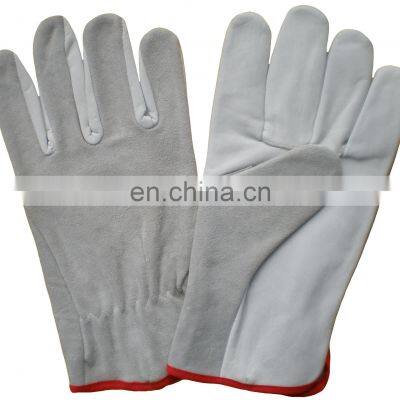 Cow Split Leather Back Grain Goatskin Palm Leather Driver Gloves photo-3