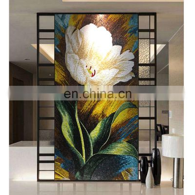 Kitchen backsplash flower art glass mural mosaic flower pattern tile