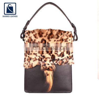 Anthracite Fitting Cotton Lining Material Stylish Look Fashion Designer Genuine Leather Handbag for Women