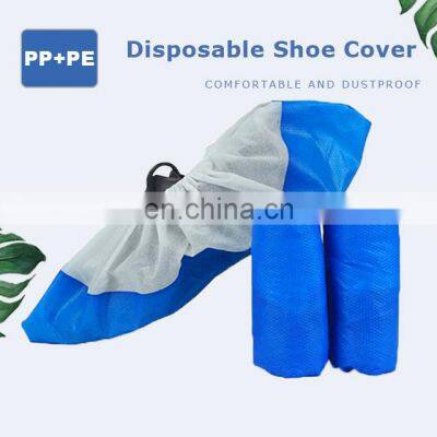 PP+CPE Coated Overshoes Blue+White Shoecover Medical Waterproof Shoe Cover photo-5