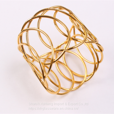Wire Loop Napkin Ring Loop Napkin Ring Silk Cloth Ring Napkin Buckle Gold Cross Border Spot Wedding Metal Stainless Steel photo-5